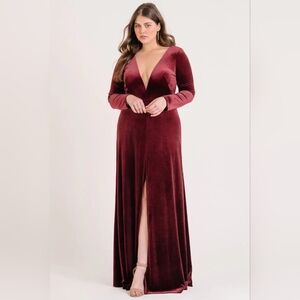 JENNY YOO Anthropologie Malia Velvet Dress in English Rose size 2XL (siz…